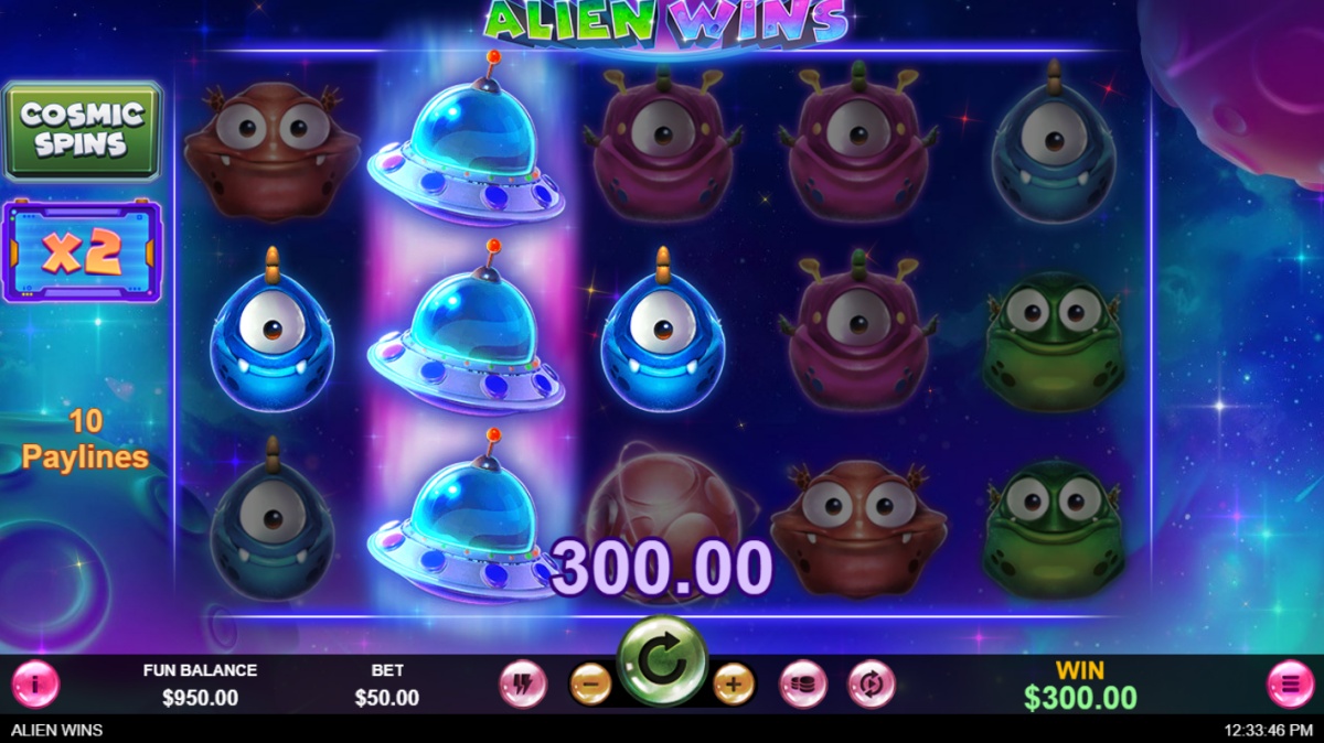 Alien Wins RTG slot with expanding wilds and space-themed bonus round